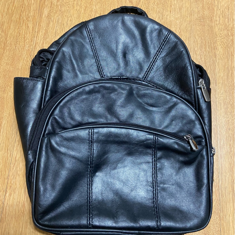 Leather backpack for travel